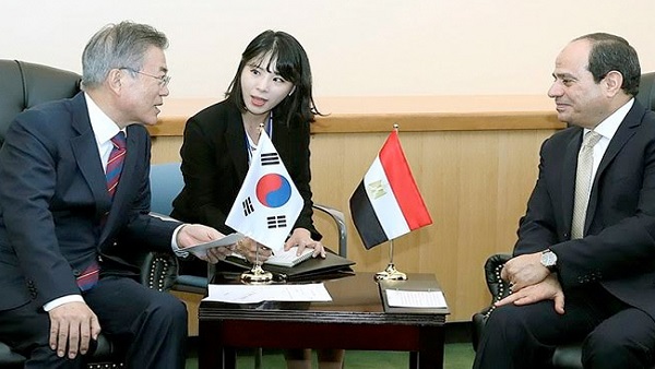 السيسي مع رئيس كوريا الجنوبية
